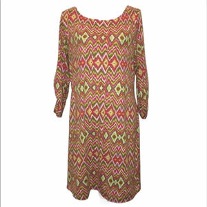 SOYBU Sz XL Multi-Color Print Scoop Neckline Dress